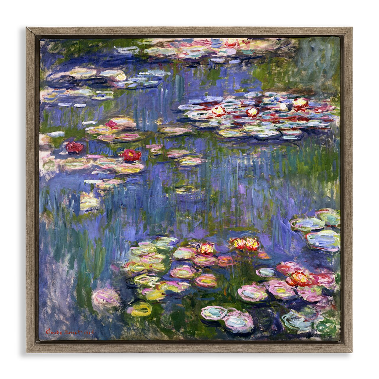 Stupell Industries Classical Monet Water Lilies Framed Floater Canvas Wall Art Design by one1000paintings